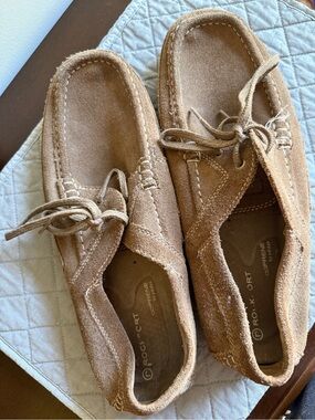 Rockport Men’s Suede Slip-On Moccasins in Light Brown